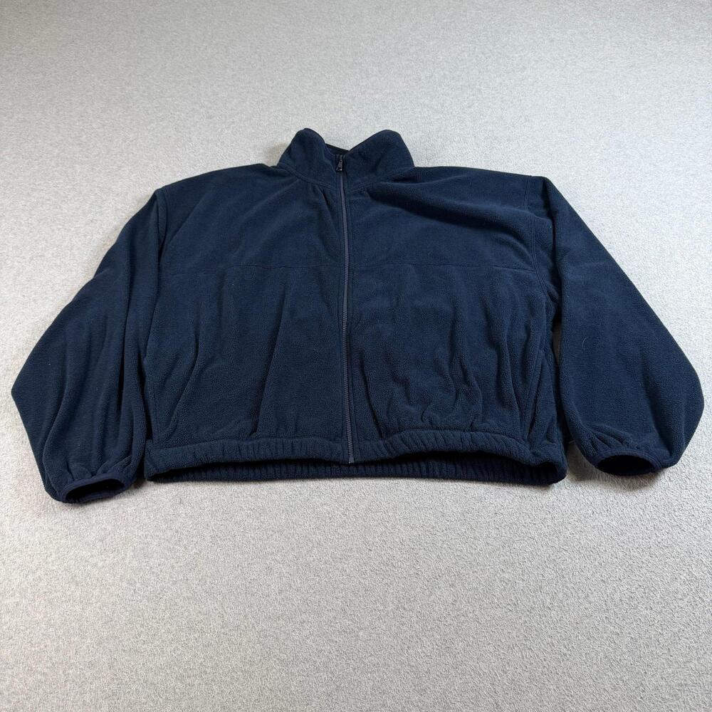 Beyond Yoga Jacket Women XL Blue Fleece Full Zip Elastic Hem USA Athleisure Cozy